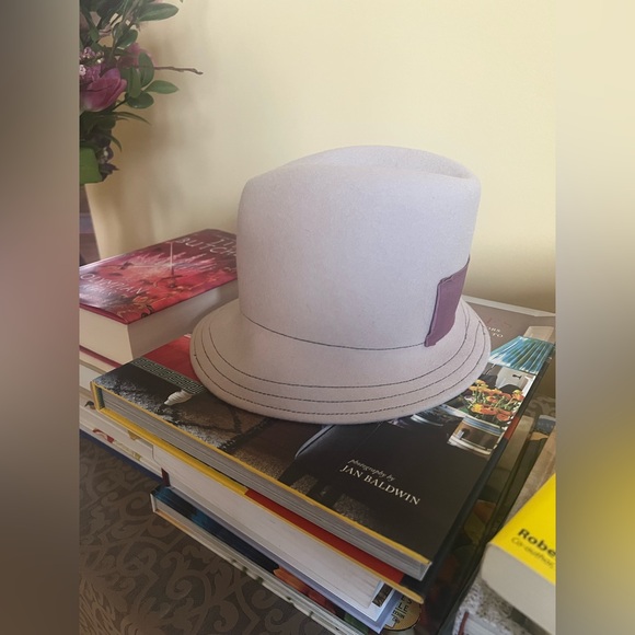 Albertus Swanepoel Hat 100% Wool Dusty Pink Purple Ribbon One Size - Picture 4 of 11